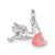 Pink Enamel Polished Stork Charm in Sterling Silver