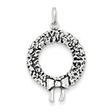 Sterling Silver Antiqued Christmas Wreath Charm hide-image