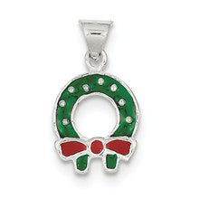 Sterling Silver Enameled Christmas Wreath Charm hide-image