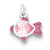 Sterling Silver CZ Pink Enameled Polished Fish Charm hide-image