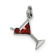 Sterling Silver Cocktail Glass with Red CZ Charm hide-image