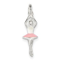 Sterling Silver Pink & White Enamel with Glitter Ballerina Charm hide-image