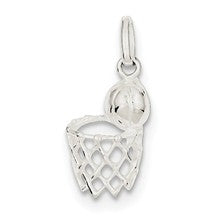 Sterling Silver Basketball In Hoop Charm hide-image