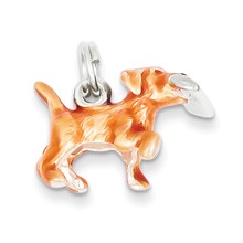 Sterling Silver Beige & Enamel Running Dog Charm hide-image