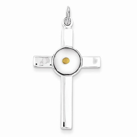 Sterling Silver Polished & Epoxy Cross with Mustard Seed Pendant, Pendants for Necklace