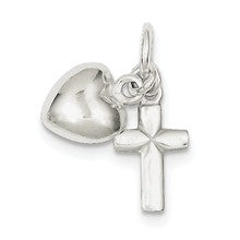 Sterling Silver Cross with Heart Charm hide-image