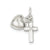 Cross with Heart Charm in Sterling Silver