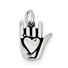 Sterling Silver Antiqued Sign Language Charm hide-image