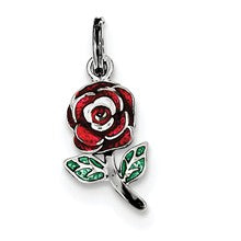 Sterling Silver Green & Red Enamel Rose Charm hide-image