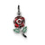 Green & Red Enamel Rose Charm in Sterling Silver