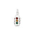 Multi Color Stellux Crystal Traffic Light Sign Charm in Sterling Silver