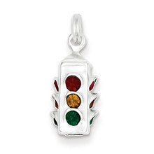 Sterling Silver Multi Color Stellux Crystal Traffic Light Sign Charm hide-image