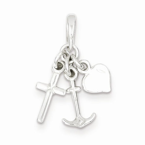 Sterling Silver Polished Anchor Heart and Cross Pendant, Pendants for Necklace