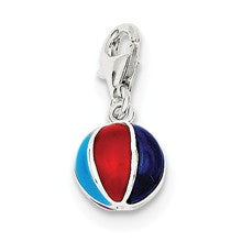 Sterling Silver Enameled Multi Color Beach Ball Charm hide-image