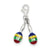 Enameled Multi Color Maracas Charm in Sterling Silver