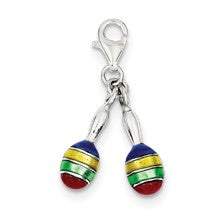 Sterling Silver Enameled Multi Color Maracas Charm hide-image