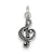 Antiqued Music Note Charm in Sterling Silver