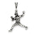 Antiqued Baseball Player Charm in Sterling Silver