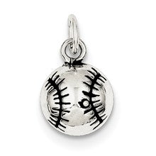 Sterling Silver Antiqued Baseball Charm hide-image