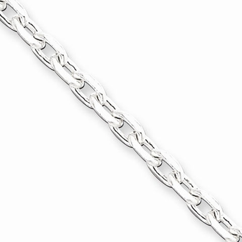 Sterling Silver Beveled Oval Cable Chain Bracelet