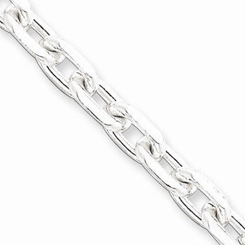 Sterling Silver Beveled Oval Cable Chain