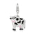 Polished and Enameled 3-D Cow Charm in Sterling Silver