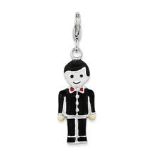 Amore La Vita Sterling Silver and Black Enamel Groom Charm hide-image