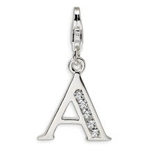 Amore La Vita Sterling Silver CZ Letter A Charm hide-image