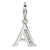 CZ Letter A Charm in Sterling Silver