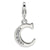 CZ Letter C Charm in Sterling Silver