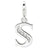 CZ Letter S Charm in Sterling Silver