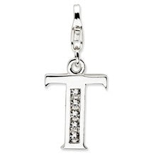 Amore La Vita Sterling Silver CZ Letter T Charm hide-image