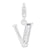 CZ Letter V Charm in Sterling Silver