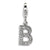 CZ Letter B Charm in Sterling Silver