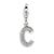 CZ Letter C Charm in Sterling Silver