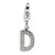 CZ Letter D Charm in Sterling Silver