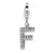 CZ Letter F Charm in Sterling Silver