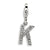 CZ Letter K Charm in Sterling Silver