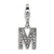 CZ Letter M Charm in Sterling Silver