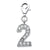 CZ Number 2 Charm in Sterling Silver