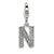 CZ Letter N Charm in Sterling Silver