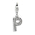 CZ Letter P Charm in Sterling Silver