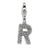 CZ Letter R Charm in Sterling Silver