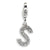 CZ Letter S Charm in Sterling Silver