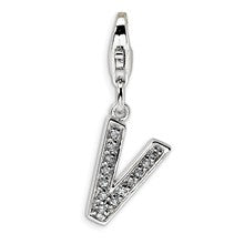 Amore La Vita Sterling Silver CZ Letter V Charm hide-image