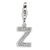 CZ Letter Z Charm in Sterling Silver