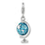 Rhodium Enameled Globe Charm in Sterling Silver