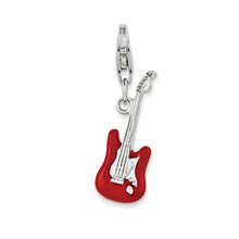 Amore La Vita Sterling Silver Red Enameled 3-D Base Guitar Charm hide-image