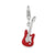 Red Enameled 3-D Base Guitar Charm in Sterling Silver