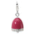 3-D Pink Enameled & CZ Bell Charm in Sterling Silver